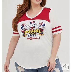 DISNEY MICKEY & FRIENDS MINNIE MOUSE FOOTBALL TOP - COTTON WHITE SIZE 1X NWT